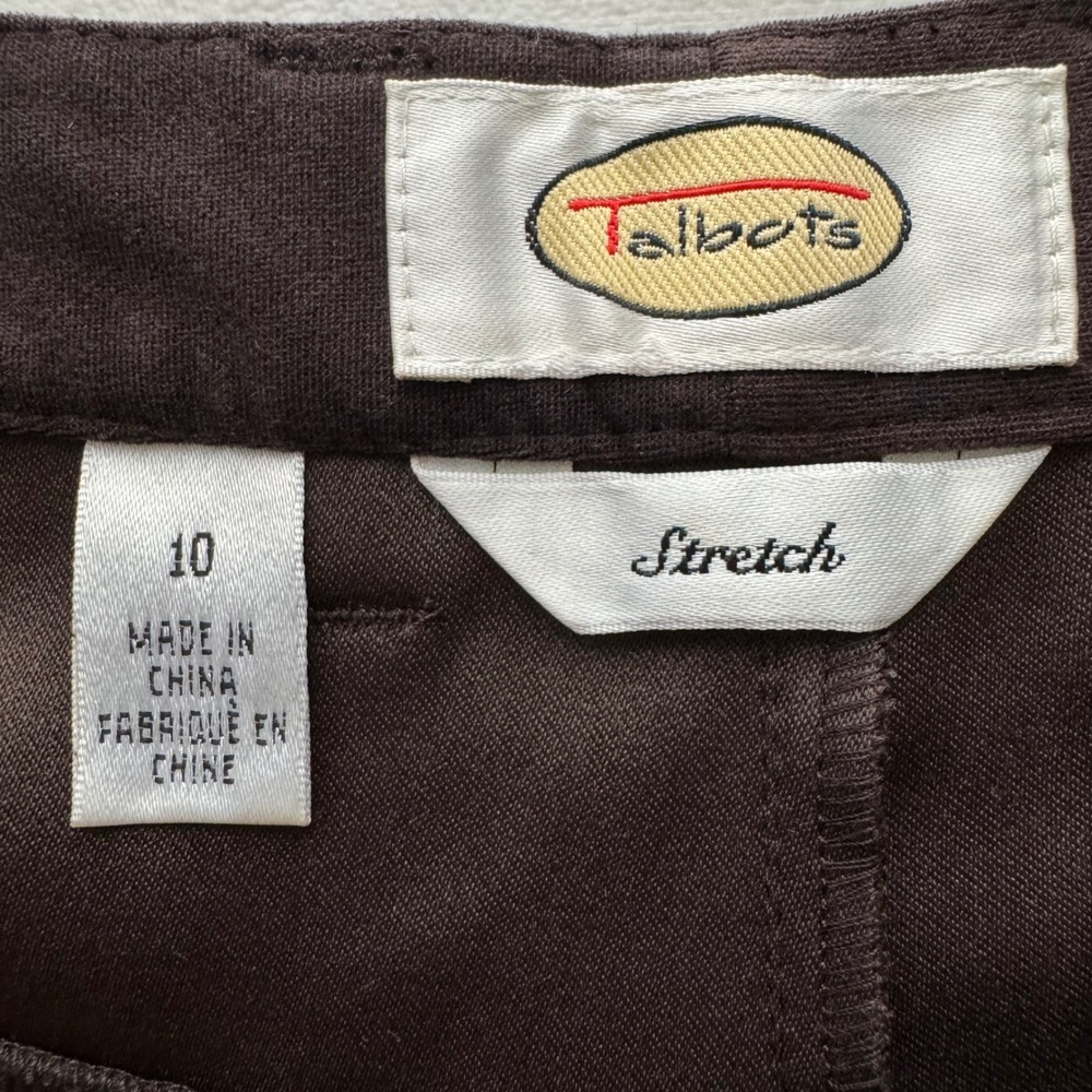 VTG Talbots Womens Pants 10 Chocolate Brown Stretch High‎ Rise Straight Leg - Picture 5 of 8